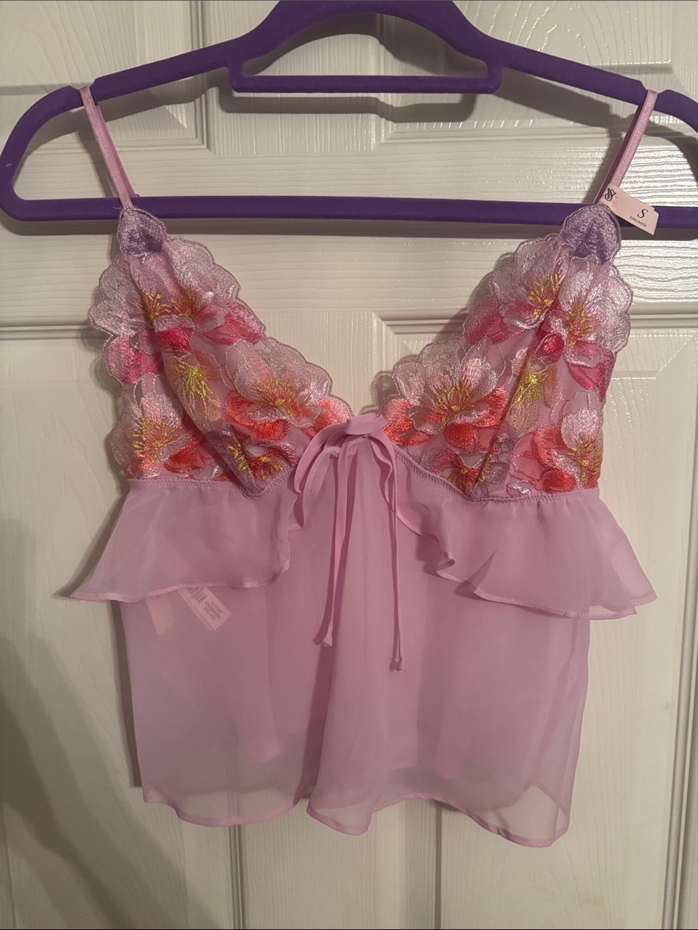 NWTVictoria's Secret Pink Floral Embroidered Lace Chemise